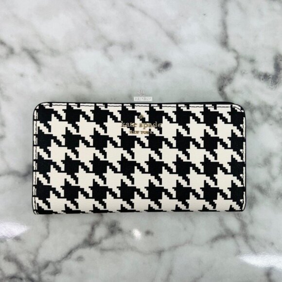 Kate Spade Woven Remi Flap Chain Crossbody & Large Bifold Wallet In Houndstooth - Picture 11 of 15